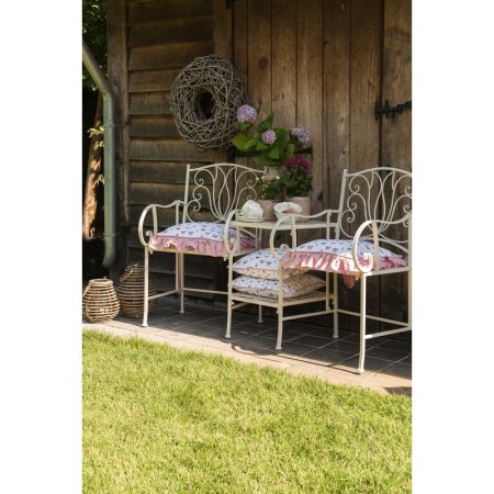 Clayre & Eef Servietten Stof 40x40 cm Beige Rosa Baumwolle