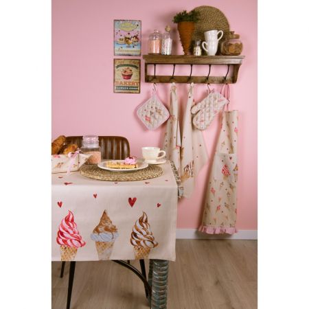Clayre & Eef Servietten Papier 20er Set 33x33 cm (20) Beige Rosa Papier Eis Quadratisch