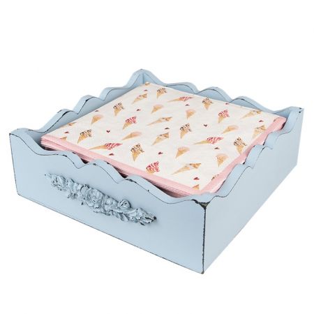 Clayre & Eef Servietten Papier 20er Set 33x33 cm (20) Beige Rosa Papier Eis Quadratisch