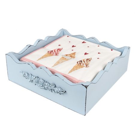 Clayre & Eef Servietten Papier 20er Set 33x33 cm (20) Beige Rosa Papier Eis Quadratisch