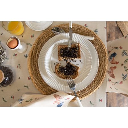 Clayre & Eef Servietten Papier 20er Set 33x33 cm (20) Beige Blau Papier Huhn und Hahn Quadratisch