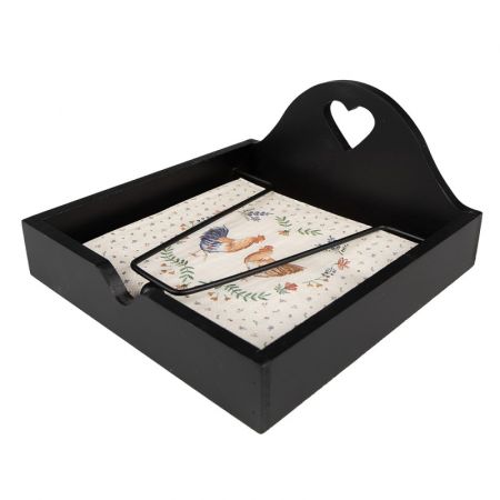 Clayre & Eef Servietten Papier 20er Set 33x33 cm (20) Beige Blau Papier Huhn und Hahn Quadratisch