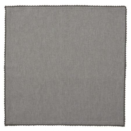Clayre & Eef Servietten Stoff 40x40 cm Grau Baumwolle Herzen Karo