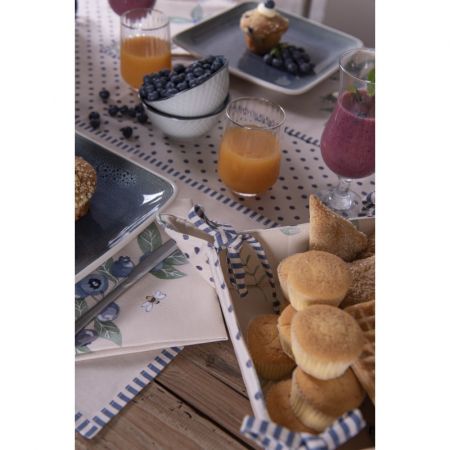 Clayre & Eef Servietten Stoff 40x40 cm Beige Blau Baumwolle Blaubeeren