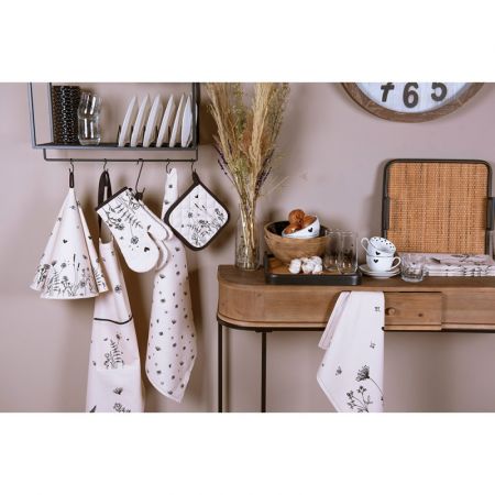Clayre & Eef Servietten Baumwolle 6er Set 40x40 cm Beige Schwarz Baumwolle