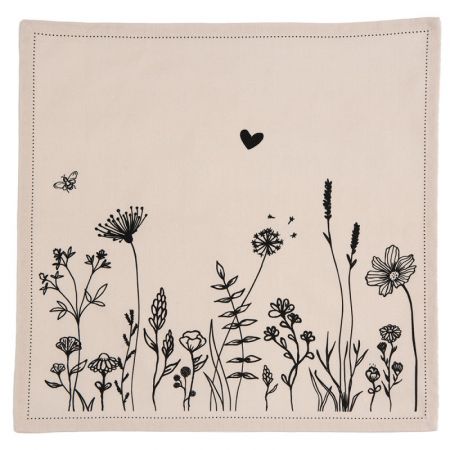Clayre & Eef Servietten Baumwolle 6er Set 40x40 cm Beige Schwarz Baumwolle