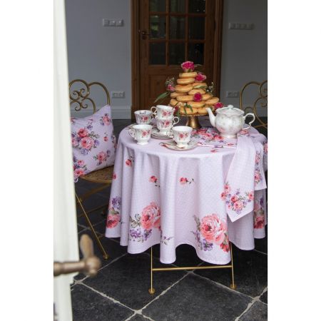 Clayre & Eef Grillschürze 70x85 cm Rosa Lila Baumwolle Rosen