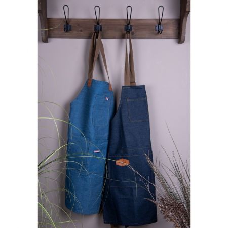 Clayre & Eef Kochschürze 70x65 cm Blau Baumwolle Polyester Grillschürze