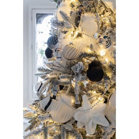 Clayre & Eef Weihnachtsbaum deko 4er-Set Ø 8 cm Schwarz Weiß Glas