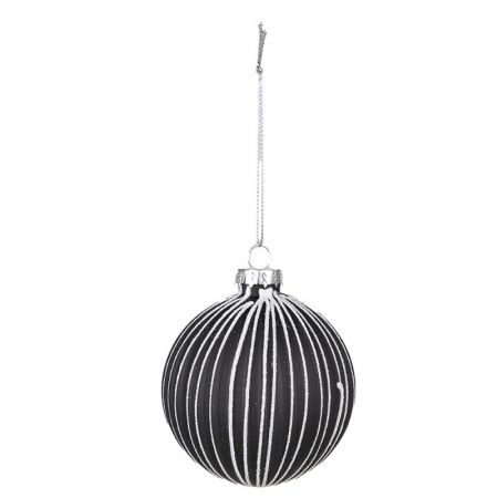 Clayre & Eef Weihnachtsbaum deko 4er-Set Ø 8 cm Schwarz Weiß Glas