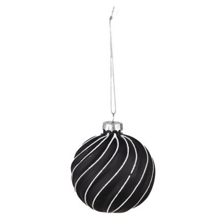 Clayre & Eef Weihnachtsbaum deko 4er-Set Ø 8 cm Schwarz Grau Glas