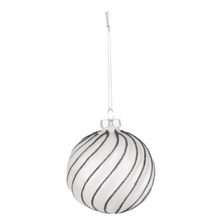 Clayre & Eef Weihnachtsbaum deko 4er-Set Ø 8 cm Schwarz Grau Glas