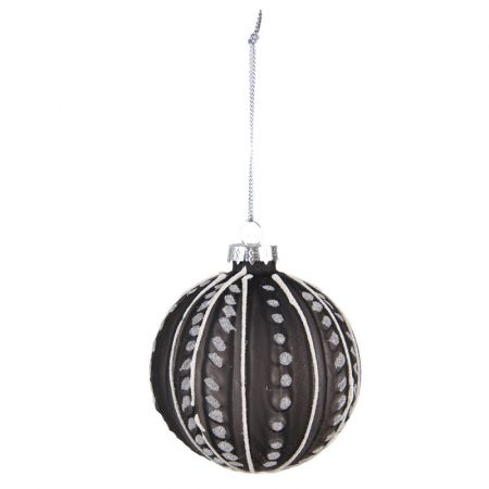 Clayre & Eef Weihnachtsbaum deko 4er-Set Ø 8 cm Schwarz Glas