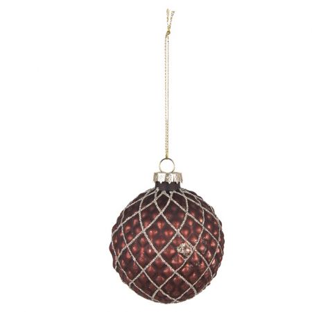 Clayre & Eef Weihnachtsbaum deko 2er-Set Ø 8 cm Rot Glas