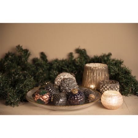 Clayre & Eef Weihnachtsbaum deko Ø 7 cm Grün Glas Weihnachtsdeko