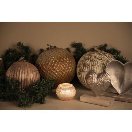 Clayre & Eef Weihnachtsbaum deko Ø 20 cm Braun Glas Rund Weihnachtsdeko