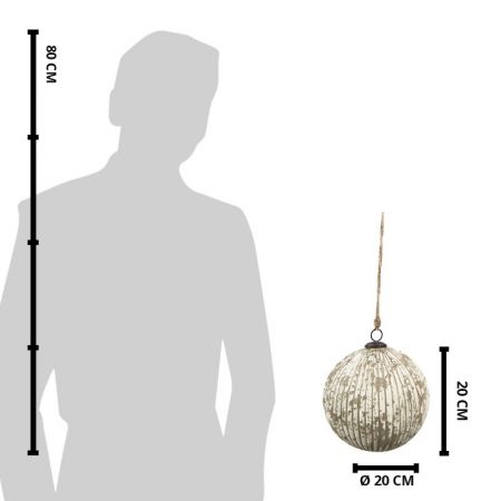 Clayre & Eef Weihnachtsbaum deko Ø 20 cm Braun Glas Rund Weihnachtsdeko