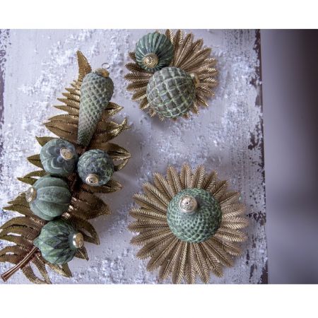 Clayre & Eef Weihnachtsbaum deko Ø 7 cm Grün Braun Glas Weihnachtsdeko