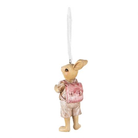 Clayre & Eef Osternhänger Kaninchen 11 cm Rosa Kunststoff