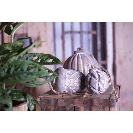 Clayre & Eef Anhänger Tannenzapfen Ø 11x15 cm Braun Grau Holz Wohndekoration Ornament