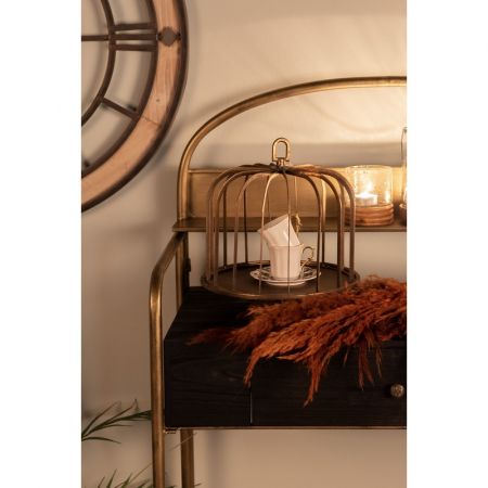 Clayre & Eef Glasglocke Ø 26x32 cm Kupferfarbig Metall Rund