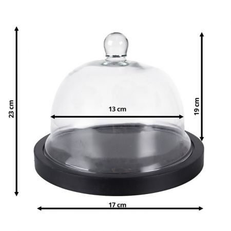 Clayre & Eef Glasglocke Ø 23x17 cm Schwarz Holz Glas