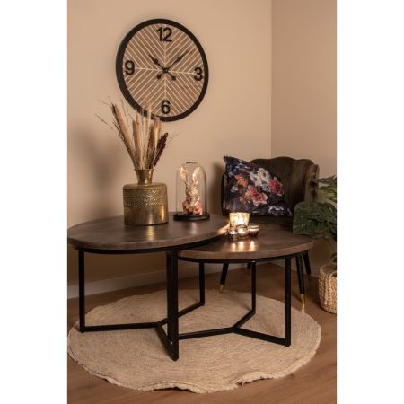 Clayre & Eef Glasglocke Ø 18x28 cm Schwarz Glas Holz