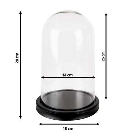 Clayre & Eef Glasglocke Ø 18x28 cm Schwarz Glas Holz