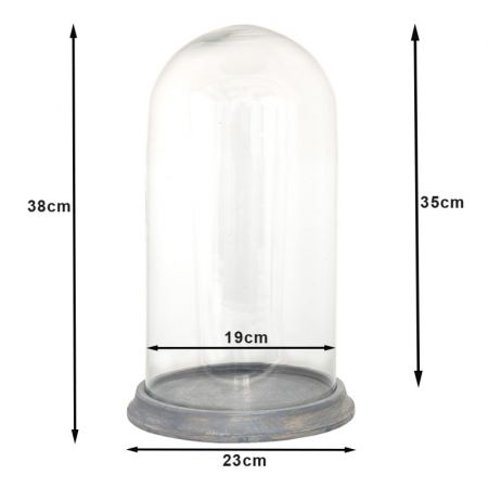 Clayre & Eef Glasglocke Ø 22x38 cm Braun Glas Holz