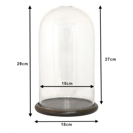 Clayre & Eef Glasglocke Ø 18x29 cm Braun Glas Holz