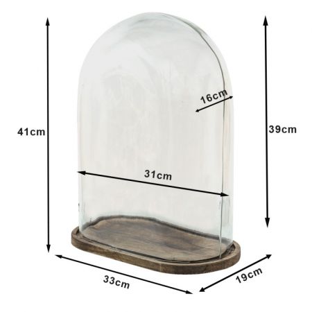 Clayre & Eef Glasglocke 33x19x41 cm Braun