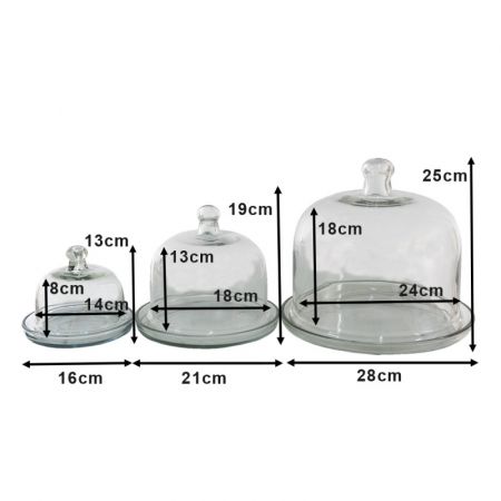 Clayre & Eef Glasglocke Ø 28 / Ø 21 / Ø 16 cm Glas Wohnaccessoires