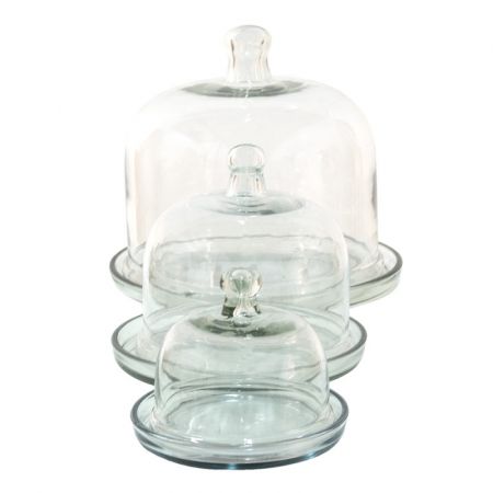 Clayre & Eef Glasglocke Ø 28 / Ø 21 / Ø 16 cm Glas Wohnaccessoires