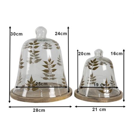 Clayre & Eef Glasglocke Ø 30 / Ø 20 cm Goldfarbig Holz Glas