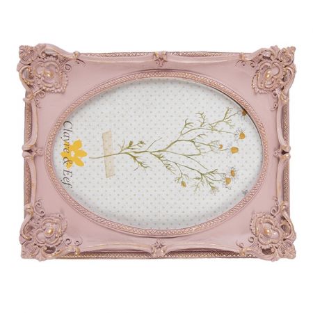 Clayre & Eef Bilderrahmen 13x18 cm Rosa Kunststoff Glas Bilder Rahmen Fotorahmen
