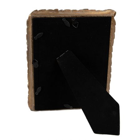 Clayre & Eef Bilderrahmen 13x18 cm Goldfarbig Kunststoff Glas Federn Rechteckig Bilder Rahmen Fotorahmen