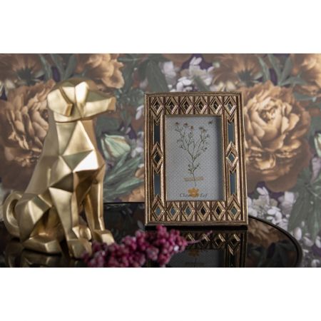 Clayre & Eef Bilderrahmen 10x15 cm Goldfarbig Kunststoff Glas Bilder Rahmen Fotorahmen