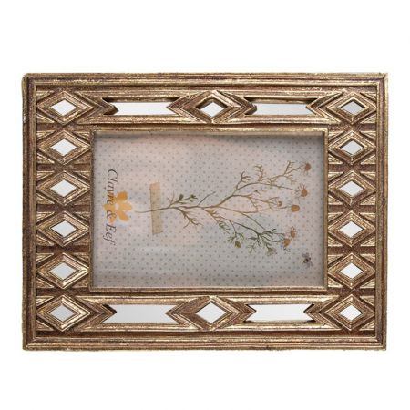 Clayre & Eef Bilderrahmen 10x15 cm Goldfarbig Kunststoff Glas Bilder Rahmen Fotorahmen