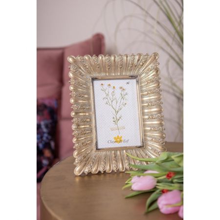 Clayre & Eef Bilderrahmen 10x15 cm Goldfarbig Kunststoff Glas Bilder Rahmen Fotorahmen