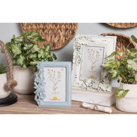 Clayre & Eef Bilderrahmen 10x15 cm Beige Grün Kunststoff Glas Bilder Rahmen Fotorahmen