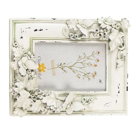 Clayre & Eef Bilderrahmen 10x15 cm Beige Grün Kunststoff Glas Bilder Rahmen Fotorahmen