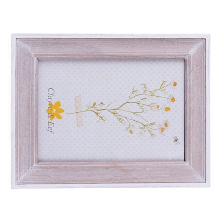 Clayre & Eef Bilderrahmen 10x15 cm Braun Weiß Holz Rechteckig Bilder Rahmen Fotorahmen