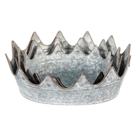 Clayre & Eef Dekoschale Grau Metall Oval Servierschale