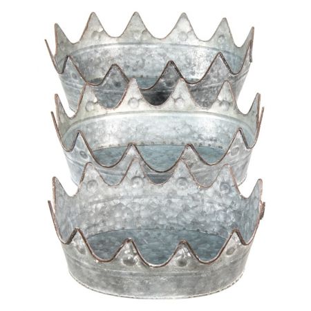 Clayre & Eef Dekoschale Grau Metall Oval Servierschale