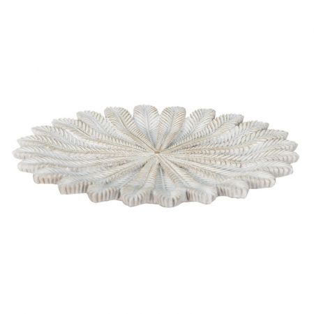 Clayre & Eef Servierschale Ø 25x1 cm Weiß Goldfarbig Kunststoff Zweige Rund