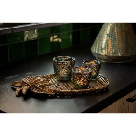 Clayre & Eef Servierschale Ananas 40x22x4 cm Goldfarbig Kunststoff Oval