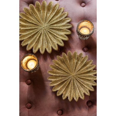 Clayre & Eef Servierschale Ø 20x2 cm Goldfarbig Kunststoff Zweige Rund