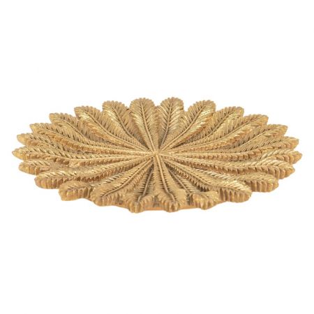 Clayre & Eef Servierschale Ø 20x2 cm Goldfarbig Kunststoff Zweige Rund