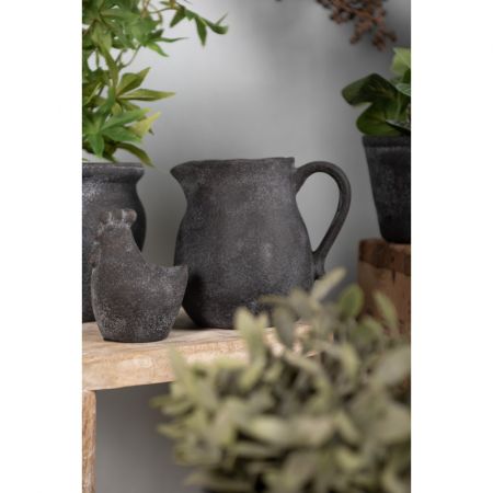 Clayre & Eef Dekoration Krug 16x13x15 cm Grau Keramik Deko Accessoires