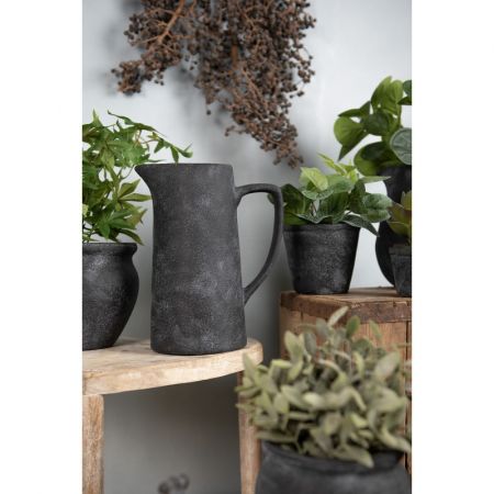 Clayre & Eef Dekoration Krug 20x13x25 cm Grau Keramik Deko Accessoires